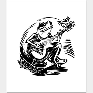 Frog with banjo Posters and Art